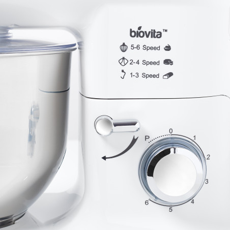 Mixer cu bol de 5.5L din inox, putere 1400W, Alb