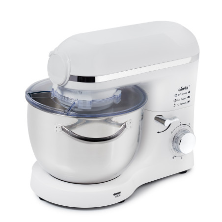 Mixer cu bol de 6L din inox, 1500W, cu tocător și blender, Alb