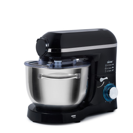 Mixer cu bol de 6L din inox, 1500W, cu tocător și blender, Negru