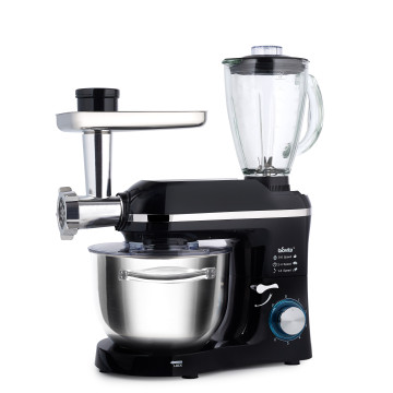 Mixer cu bol de 6L din inox, 1500W, cu tocător și blender, Negru