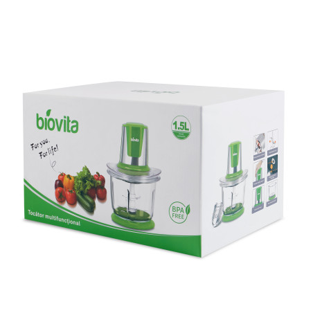 Tocător pentru alimente, 500W, 1.5 Litri, Biovita Storm, Verde