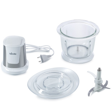 Tocător pentru alimente, 500W, 1.5 Litri, Biovita Storm, Alb, componente