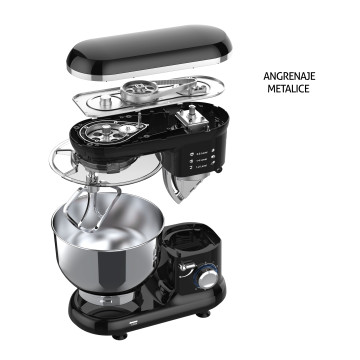 Mixer cu bol de 5.5L din inox, putere 1400W, Negru