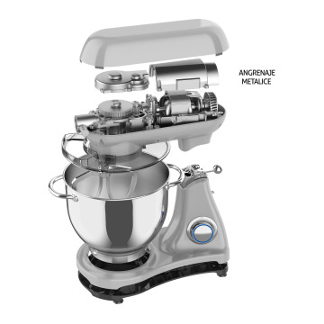 Mixer cu bol de 6L din inox,1800W, din Aluminiu, MB-1800-LUX, Argintiu