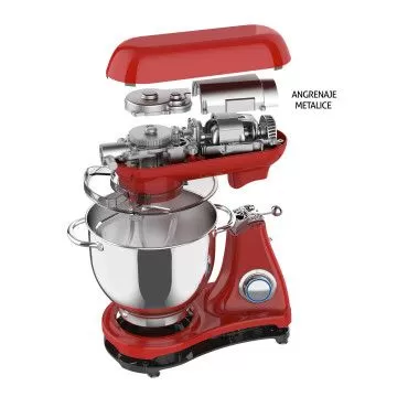 Mixer cu bol de 6L din inox,1800W, din Aluminiu, MB-1800-LUX, Rosu