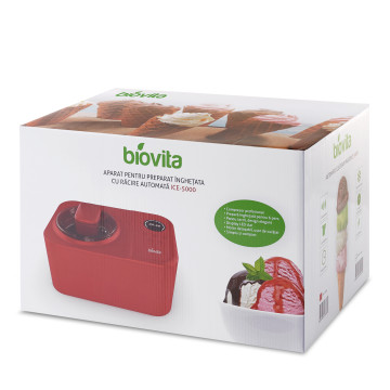 Aparat de făcut înghețată, 1.2L, Răcire proprie, Biovita ICE-5000, Roșu