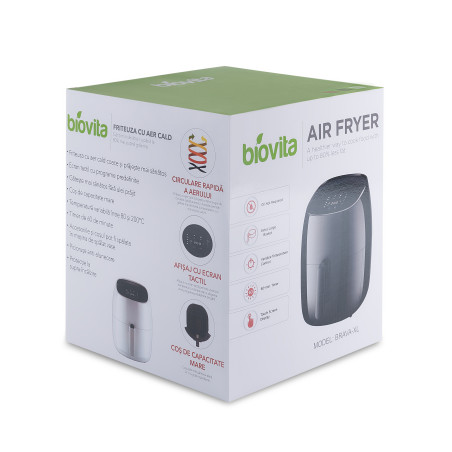 Friteuza cu aer cald Brava-XL, Digitală, 5.5 Litri, 1800W, Neagră