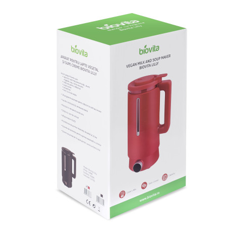 Blender cu încălzire Biovita Lilly, 0.6L, 10 programe, Roșu