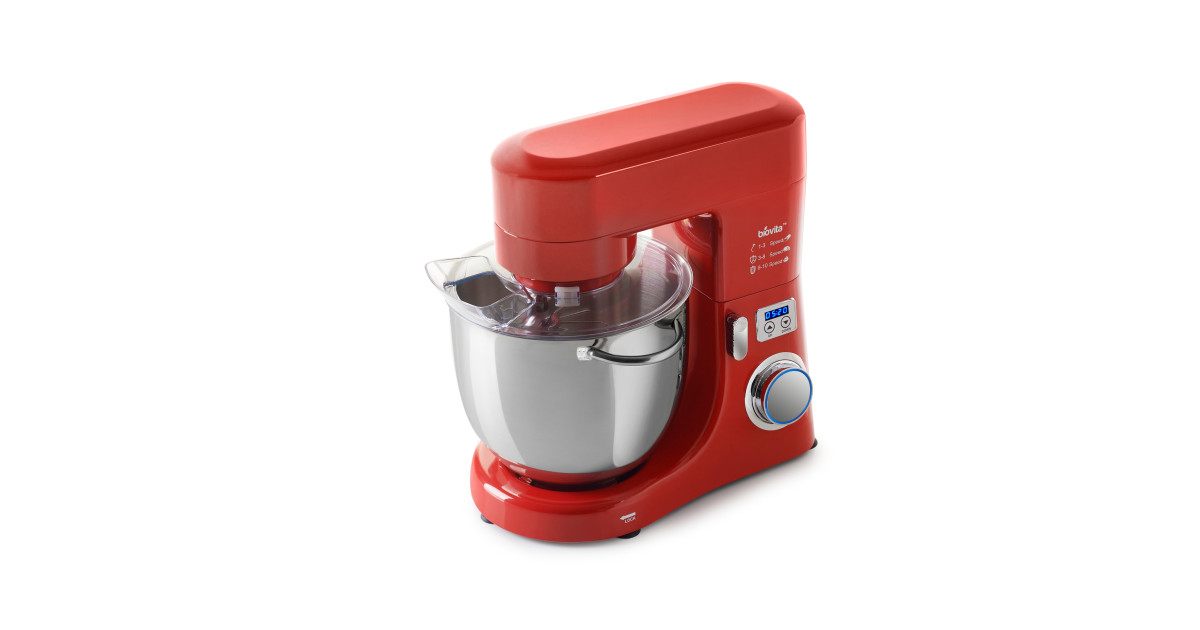 Mixer cu bol de 10L din inox, 1800W, din Aluminiu, MB-1800-10L, Roșu