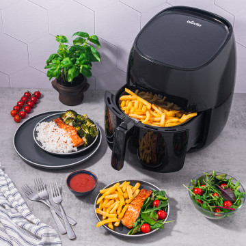 Friteuza cu aer cald Brava-XL, Digitală, 5.5 Litri, 1800W, Neagra