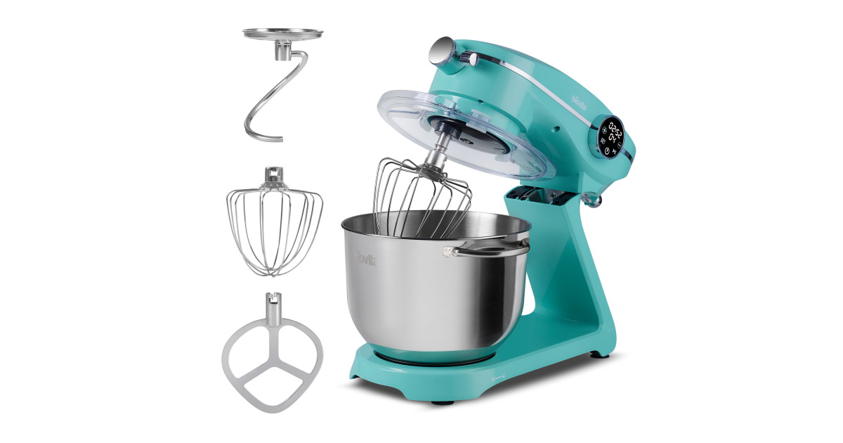 Mixer cu bol MB-1800-NOVA, 1800W, 6L, culoare turcoaz, accesorii inox