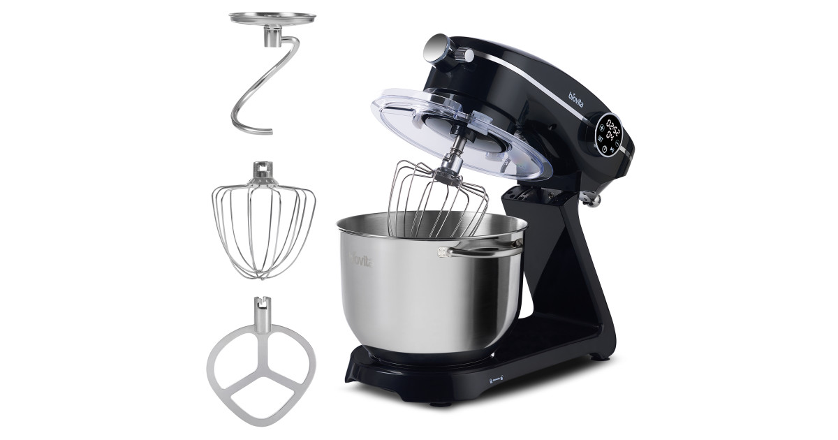 Mixer cu bol MB-1800-NOVA, 1800W, 6L, negru accesorii inox