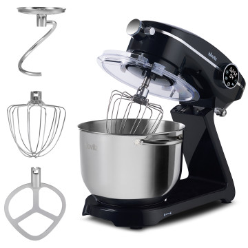 Mixer cu bol MB-1800-NOVA, 1800W, 6L, negru accesorii inox