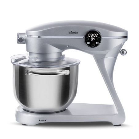 Mixer cu bol Biovita MB-1800-NOVA, 1800W, 6L, argintiu, accesorii din inox