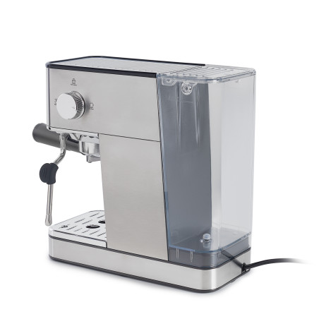 Espressor Biovita ROYAL, 1200W, 1.7L, 20 bari, carcasă inox, spumare, Argintiu, Lateral