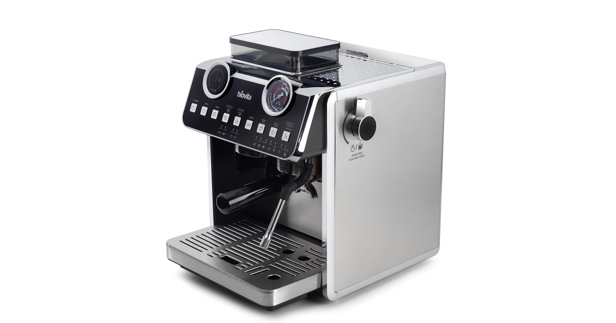 Espressor Biovita PREMIA, 2800W, 2.5L, râșnire, 20 bari, timer, carcasă inox, spumare, Espressor premium