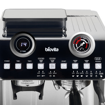 Espressor Biovita PREMIA, 2800W, 2.5L, râșnire, 20 bari, timer, carcasă inox, spumare, Panou de control