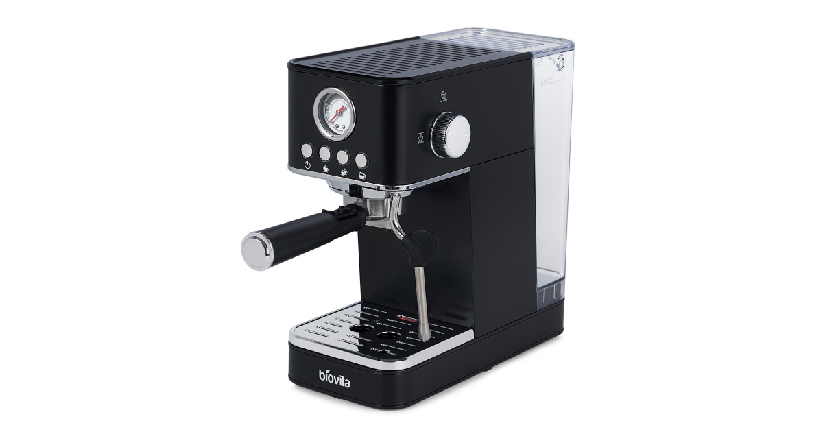 Espressor ROYAL, 1200W, 1.7L, 20 bari, carcasă inox, spumare, Negru