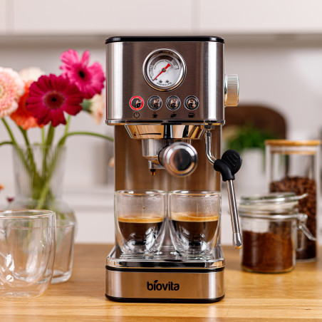 Espressor ROYAL, 1200W, 1.7L, 20 bari, carcasă inox, spumare, Argintiu