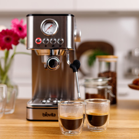 Espressor ROYAL, 1200W, 1.7L, 20 bari, carcasă inox, spumare, Argintiu