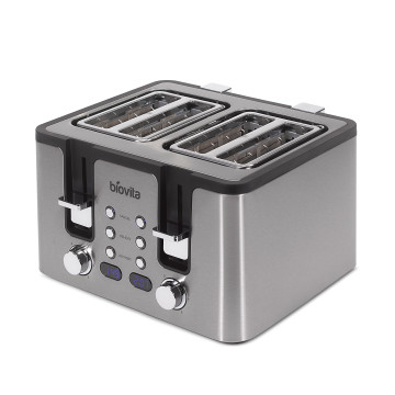 Prăjitor de pâine Biovita MAGIC-QUATTRO, inox, 4 fante, 1750W putere, 4 felii