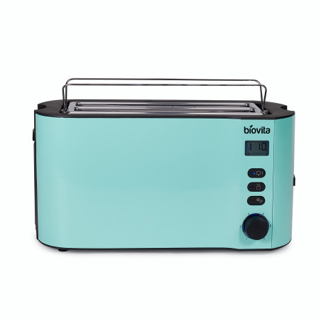 Prăjitor de pâine cu carcasă din inox, 1500W, Biovita ELITE-4, turcoaz, front