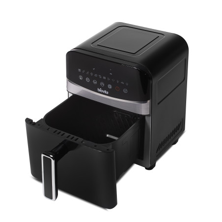 Friteuză cu aer cald, Biovita CLASS, 1700W, 6L, 12 programe, încălzire dublă, sertar deschis