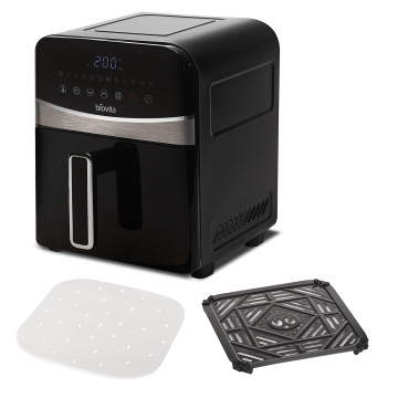 Friteuză cu aer cald, Biovita CLASS, 1700W, 6L, 12 programe, încălzire dublă, componente, hartie de copt