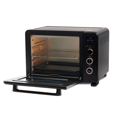 Cuptor electric Biovita DIVO, 1800W, 35L, 8 programe, ajustare timp și temperatură, Negru, usa deschisa