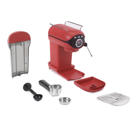 Espressor VELVET, 20 bari, 1100W, spumare lapte, rezervor 800ml, compact, roșu, componente