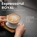 Espressor ROYAL, 1200W, 1.7L, 20 bari, carcasă inox, spumare, Argintiu