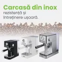 Espressor ROYAL, 1200W, 1.7L, 20 bari, carcasă inox, spumare, Argintiu