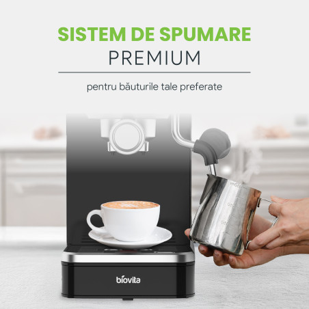 Espressor ROYAL, 1200W, 1.7L, 20 bari, carcasă inox, spumare, Argintiu