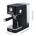 Espressor ROYAL, 1200W, 1.7L, 20 bari, carcasă inox, spumare, Negru