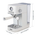 Espressor Biovita ROYAL, 1200W, 1.7L, 20 bari, carcasă inox, spumare, Alb Ivory