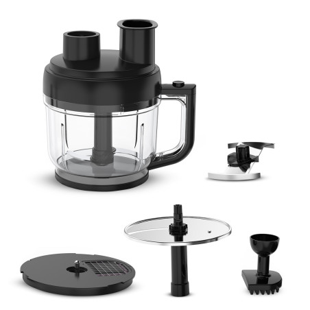 Blender de mână BLENDY, 8 accesorii, 800W, vas 2L, tocător, tel, vas 800 ml, tăietor cubulețe, marunțitor și feliator
