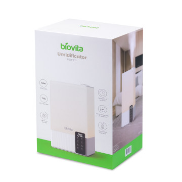 Umidificator Biovita RESPIRO, 7.8L, vapori reci și calzi, telecomandă, iluminare, timer, 30-50 mp, cutie