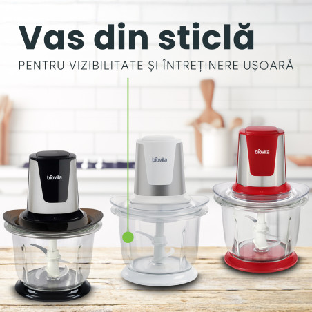 Tocător pentru alimente, 500W, 1.5 Litri, Biovita Storm, Rosu 7
