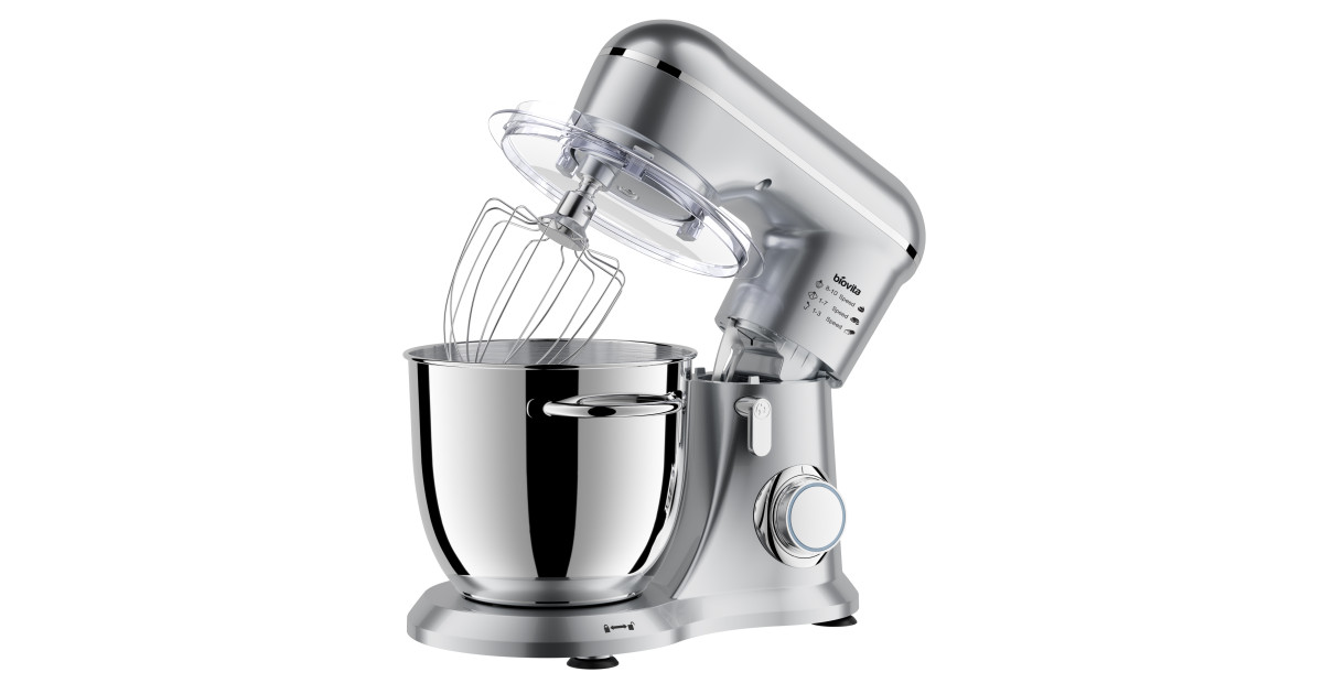 Mixer cu bol ELLA, 1300W, bol inox 4.5L, 10 viteze, 3 accesorii inox, design compact, argintiu 1