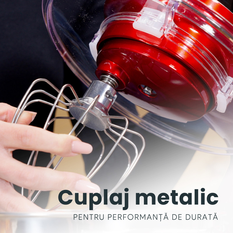 Mixer cu bol de 6L din inox, MB-1500PRO, 2 kg aluat, putere 1500W, 4 accesorii, 6 viteze + puls, Alb 4