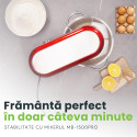 Mixer cu bol de 6L din inox, MB-1500PRO, 2 kg aluat, putere 1500W, 4 accesorii, 6 viteze + puls, Alb 5