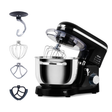 Mixer cu bol de 6L din inox, MB-1500PRO, 2 kg aluat, putere 1500W, 4 accesorii, 6 viteze + puls, Negru 1