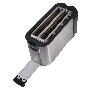 Prăjitor de pâine cu carcasă din inox, 1500W, ELITE-4D, argintiu, tava firimituri