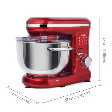 Mixer cu bol de 5.5L din inox, MB-1300, 1.6 kg aluat, putere 1400W, 4 accesorii, 6 viteze + puls, Negru 10