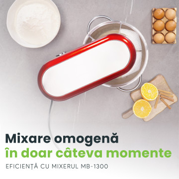 Mixer cu bol de 5.5L din inox, MB-1300, 1.6 kg aluat, putere 1400W, 4 accesorii, 6 viteze + puls, Negru 5