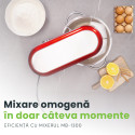 Mixer cu bol de 5.5L din inox, MB-1300, 1.6 kg aluat, putere 1400W, 4 accesorii, 6 viteze + puls, Alb 5