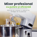 Mixer profesional cu bol TITAN, 11L, 2000W, motor silențios cu inducție, accesorii inox 7