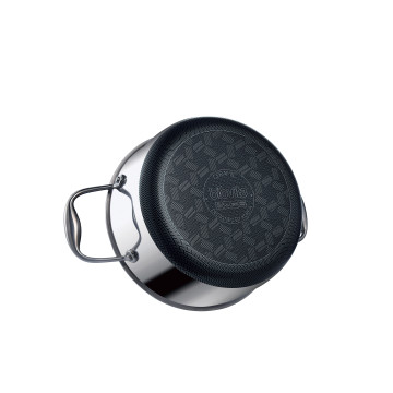 Oală inox și ceramică, cu capac, 2.8L, antiaderentă, VERRO-POT-20, 20 cm, cu 3 straturi, compatibilă cu orice plită sau aragaz 3