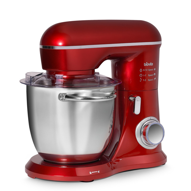 Mixer cu bol ELLA, 1300W, bol inox 4.5L, 10 viteze, 3 accesorii, design compact, roșu 2