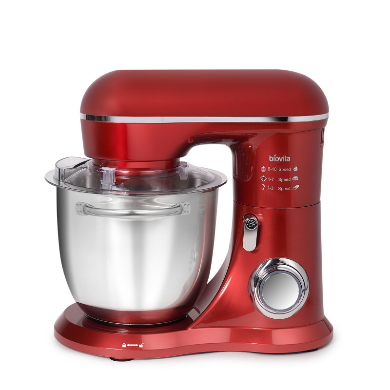 Mixer cu bol ELLA, 1300W, bol inox 4.5L, 10 viteze, 3 accesorii, design compact, roșu 4